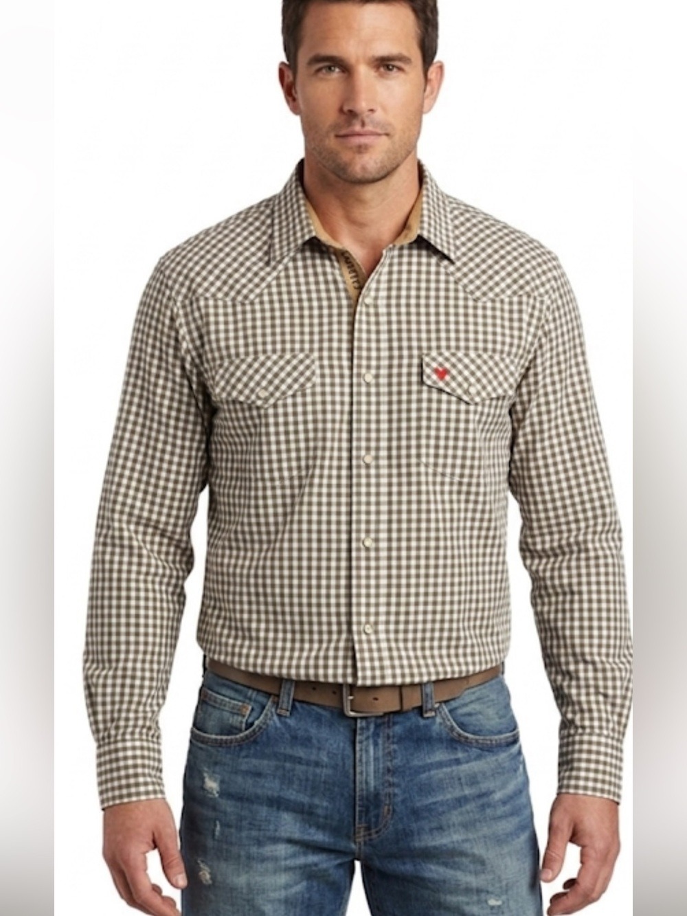 Company81 Gray & White Checkered Western Shirt Large NWT Snap Pearl Buttons